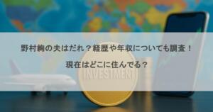野村絢の夫はだれ？経歴や年収についても調査！現在はどこに住んでる？